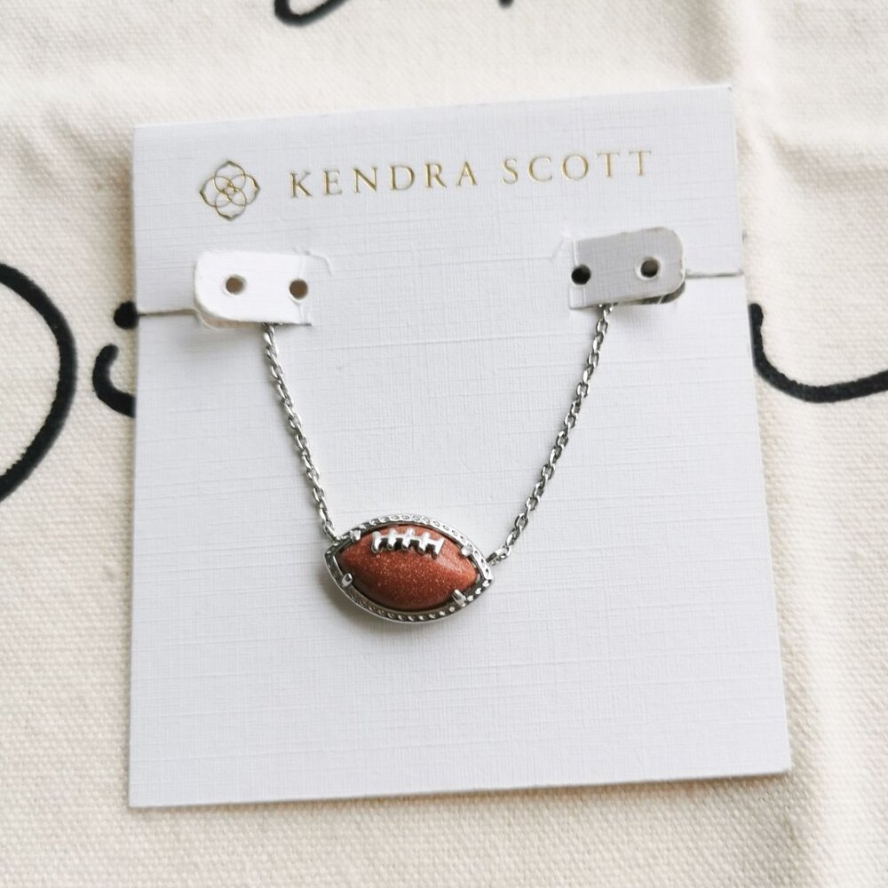 Kendra Scott Short Necklace - Football - Orange Goldstone Silver